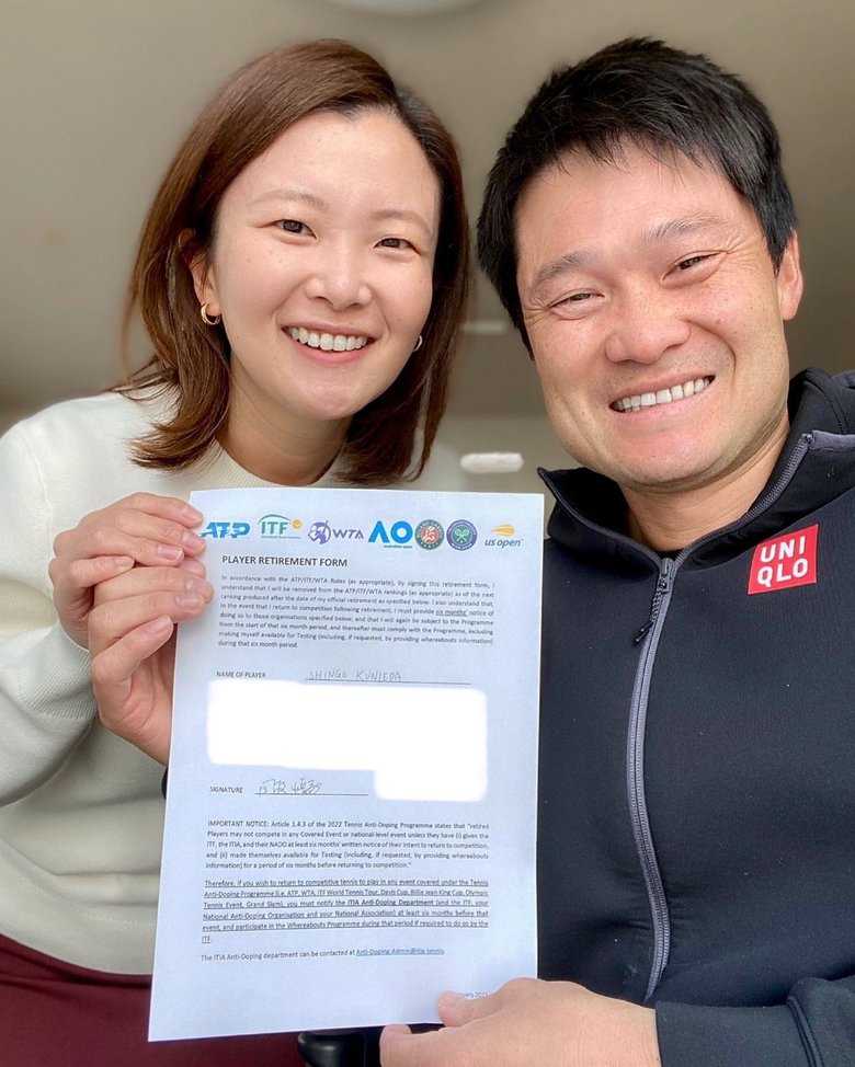 国枝慎吾さんの引退にあたり、愛さんは「我がサポートに一片の悔いなし！！！」と話した