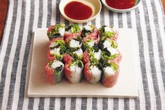 ねぎトロ和風サラダ生春巻きレシピ