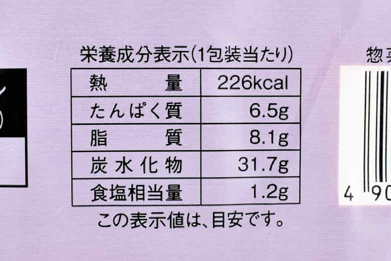 ローソンのおすすめパン「もっちり食感の三角ピザパン（舞茸＆ベーコン）の成分画像
