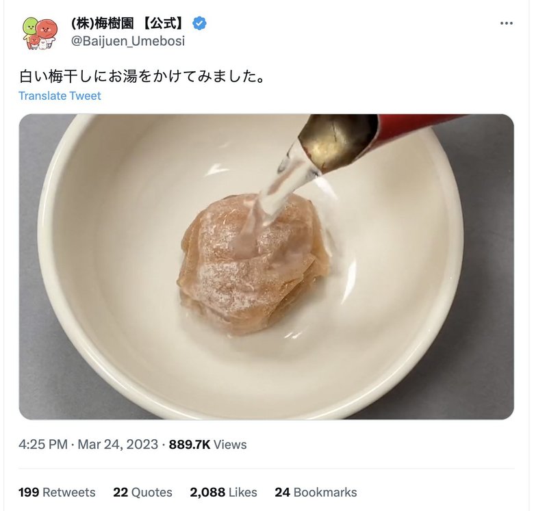 お湯をかけると徐々に白い部分がなくなり…