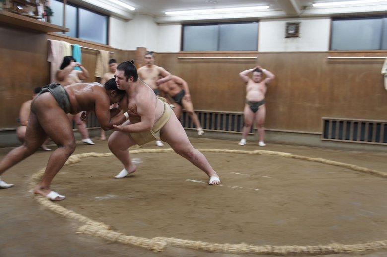 獅司関の勇ましい姿も