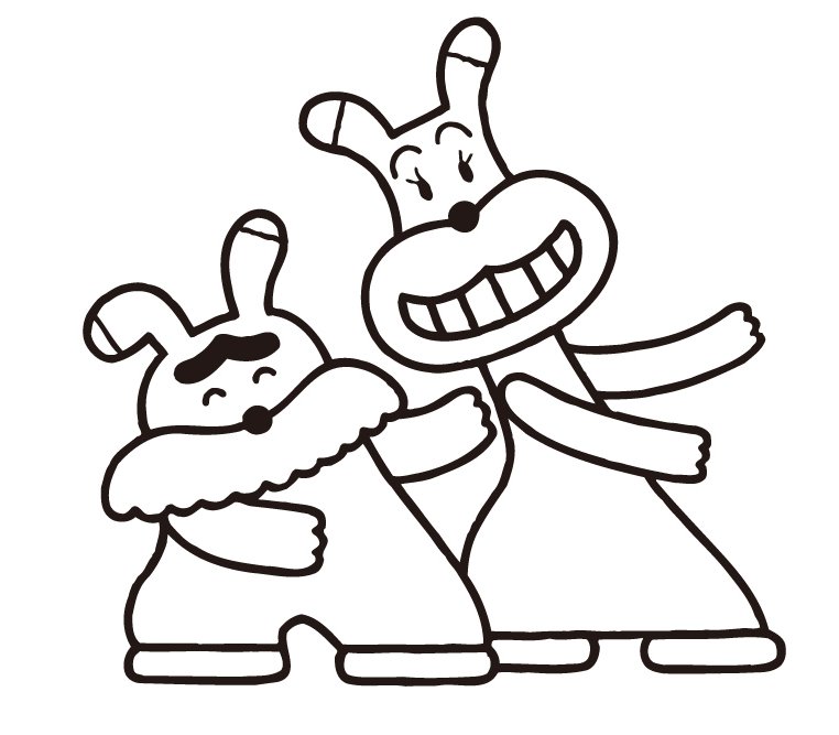 妻まふみさんと自分をイラスト化