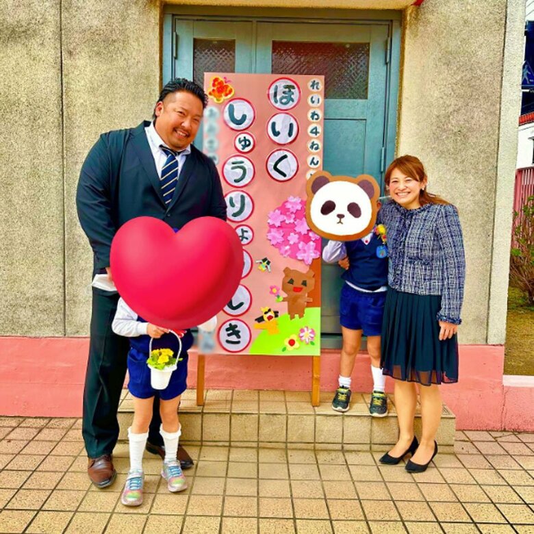 下の双子の卒園式にて