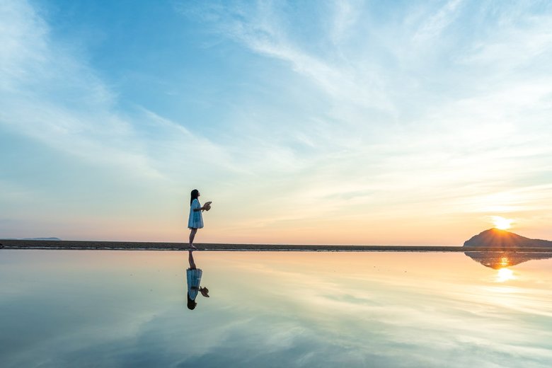 夏の父母ヶ浜で撮影