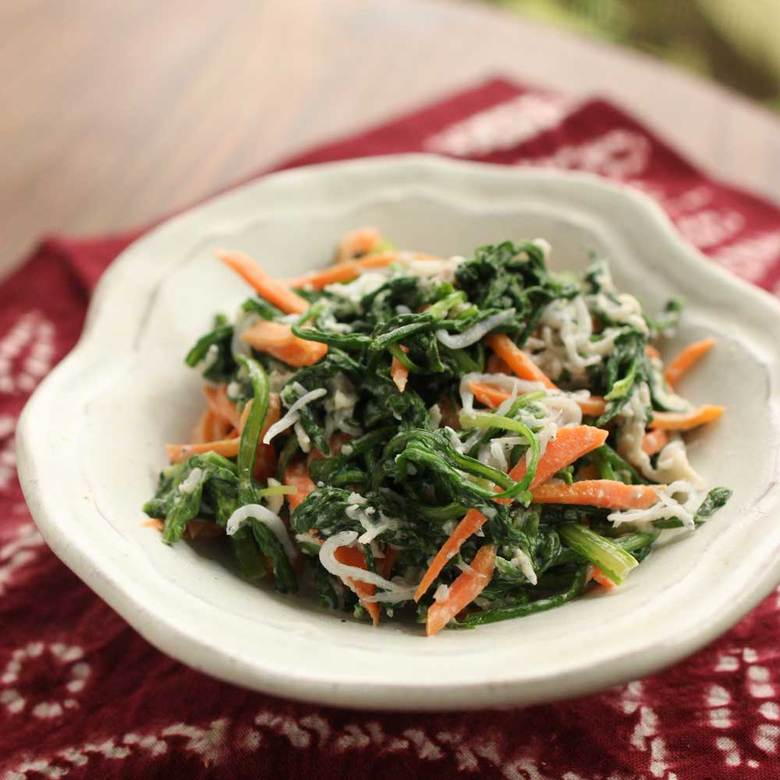 春菊としらすのマヨポンあえ