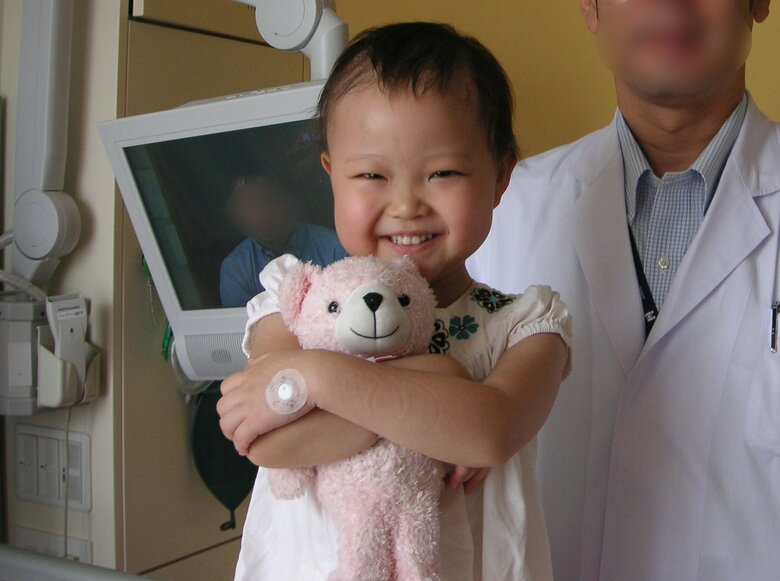 退院の日に病室で