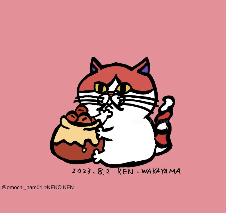 梅の生産量が全国第一位の和歌山県！！！ という訳で、うめぼしネコだよー！！（なみそさんのXの投稿より）