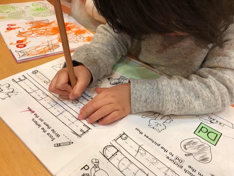 ▲お子さんの英語学習風景