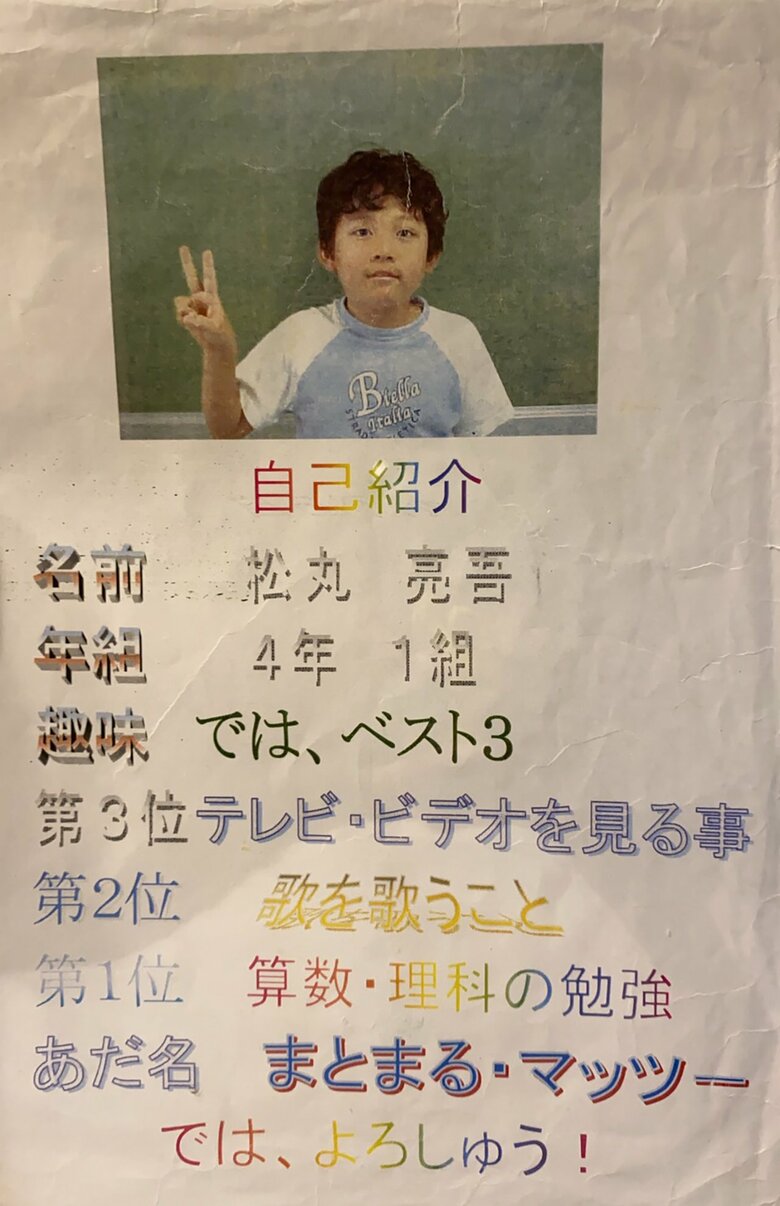 松丸さんが小学4年生のときに書いたというプロフィール。松丸さんのTwitterより