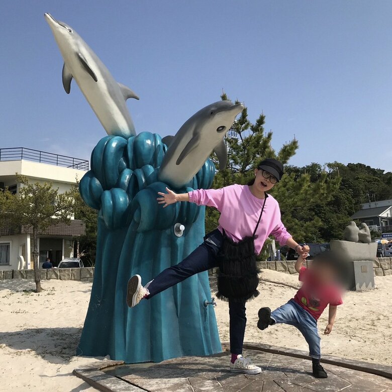 水族館へ。同じポーズで記念撮影