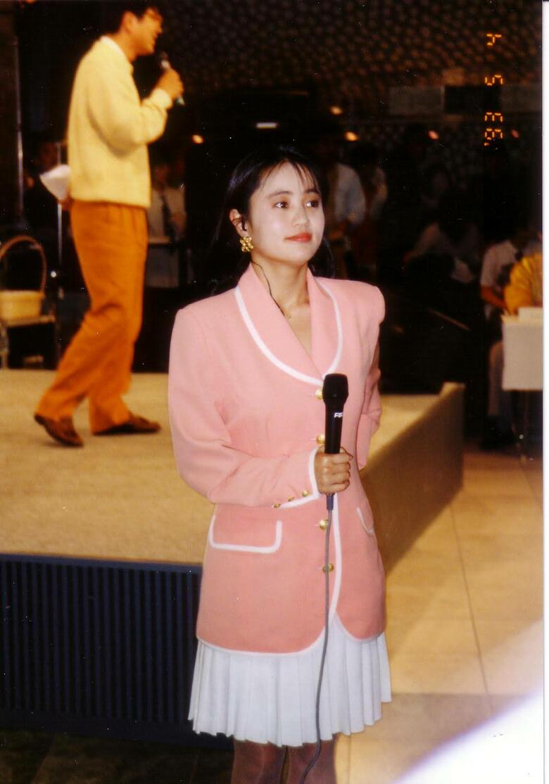 福岡放送時代に中継先で本番待ち