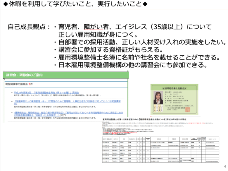 社員作成のプレゼン資料。作成時から“学び”が始まっている。