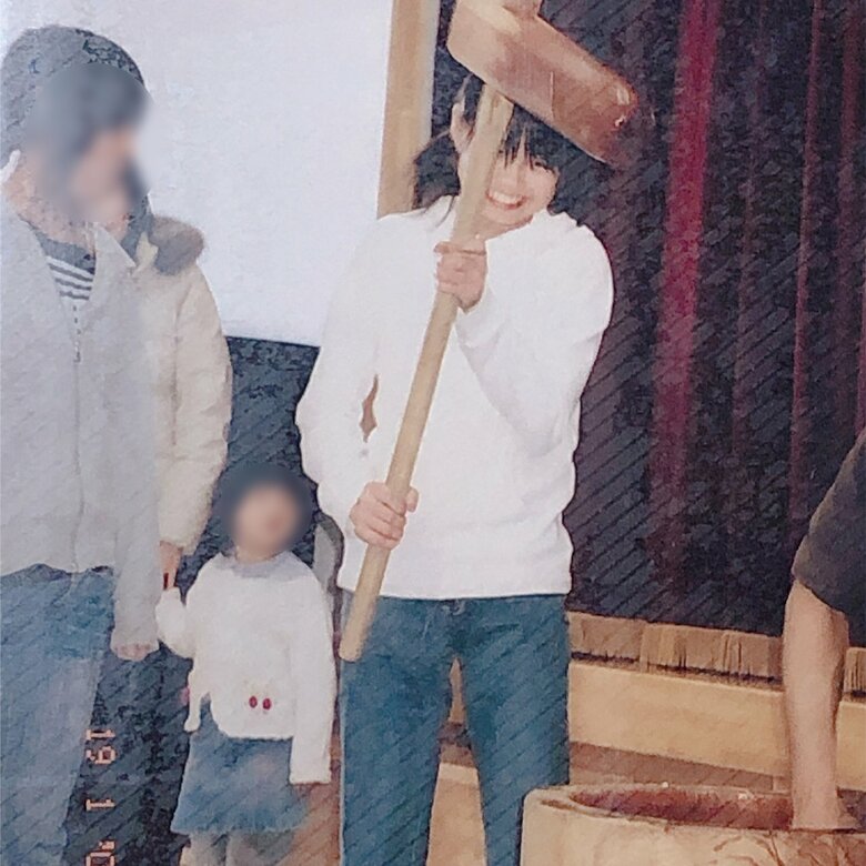 中学2年生のころ。1月に餅つきに挑戦