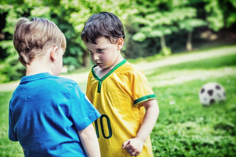 Children Having a Raw During a Soccer Match