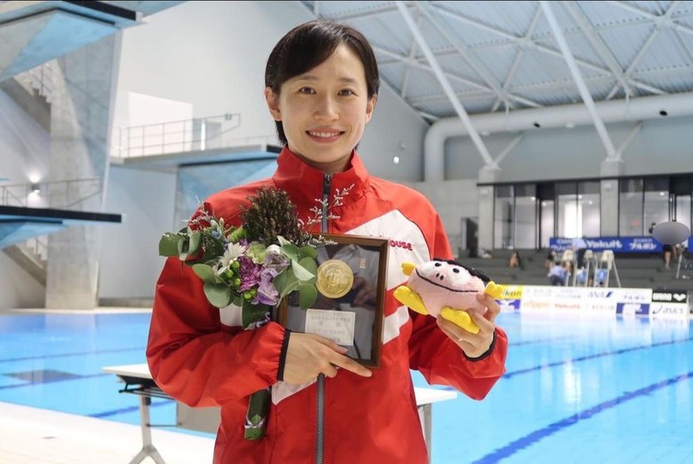 2022年8月の日本選手権女子1m飛板飛び込みで優勝したとき
