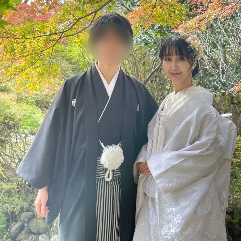 結婚式にて和装姿を披露