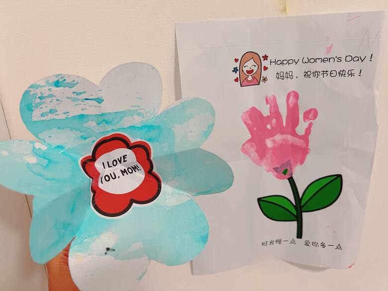 保育園の母の日イベントで第1子が作ってくれた手作りのお花