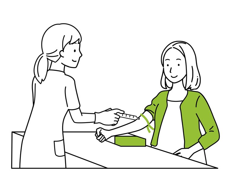 採血する女性のイメージイラスト（PIXTA）