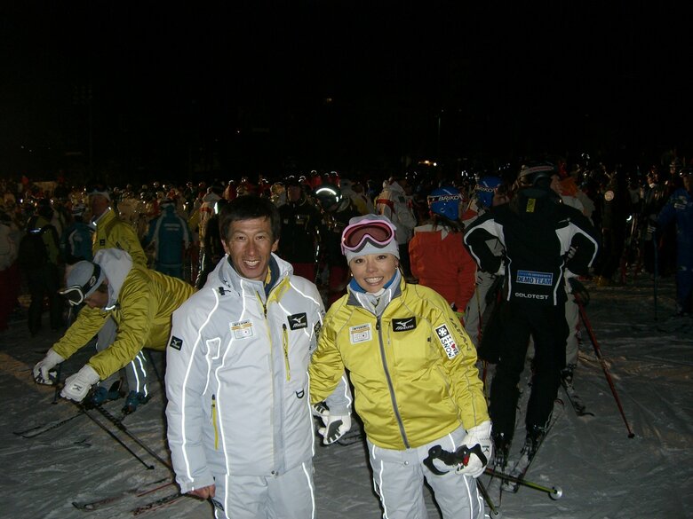 2007年韓国で開催されたインタースキー（スキー教師世界選手権）日本代表として。夫は日本代表監督