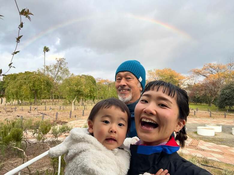 家族3人、休日に外出