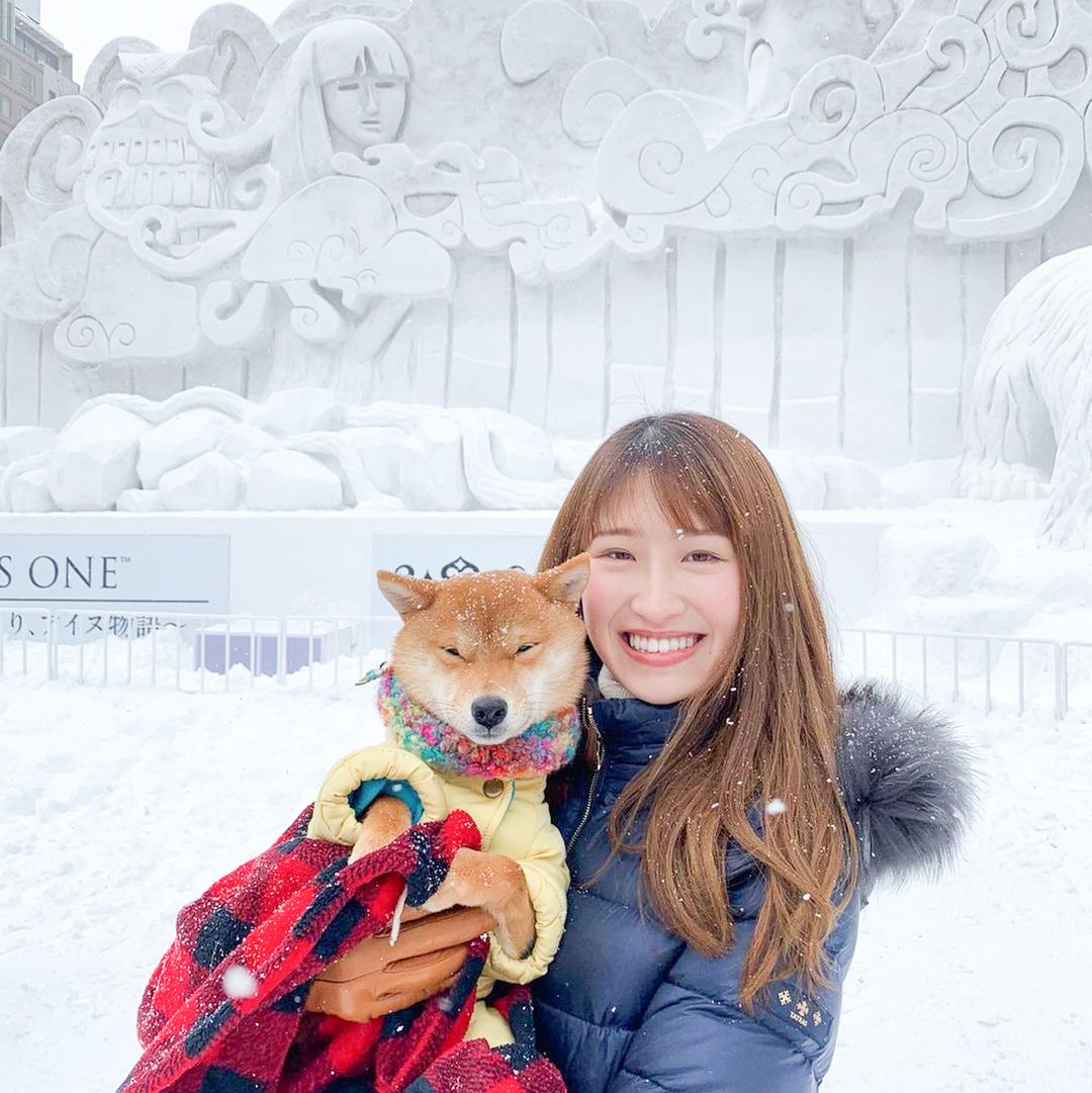 札幌雪まつりでの福ちゃんとママさん
