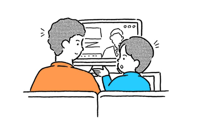 会話する親子