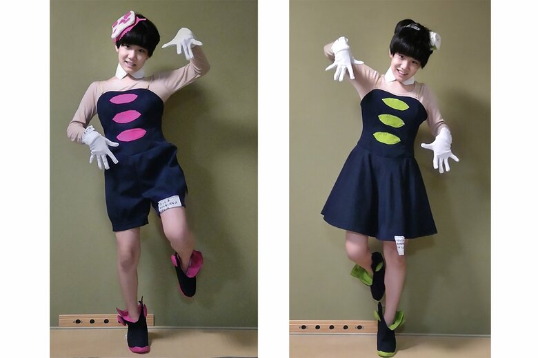 小学6年生のときのホームソーイングコンクール出展作品。大好きなゲーム「スプラトゥーン2」のキャラクターの衣装で努力賞を受賞。