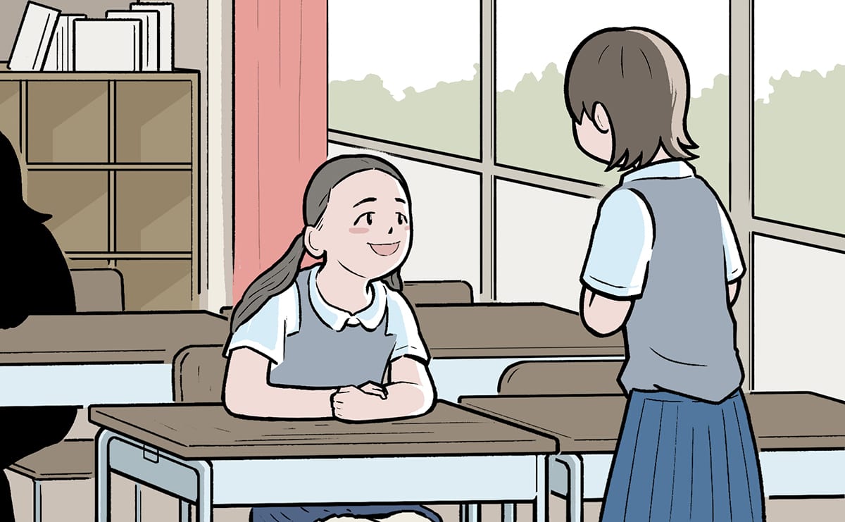 教室で談笑する女の子