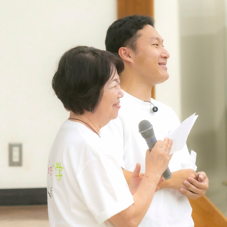 子ども大学にて理事長の宮津さんと田尻学長