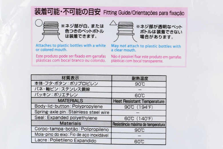 ダイソーのおすすめ商品「ワンプッシュペットボトルキャップ がぶ飲みタイプ」の裏面画像