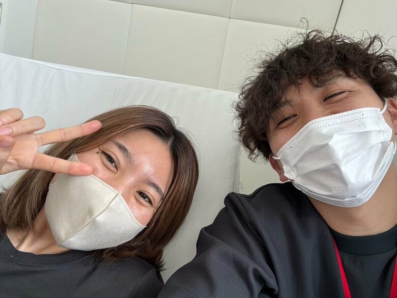 入院中、毎日お見舞いに来てくれていた夫との2ショット