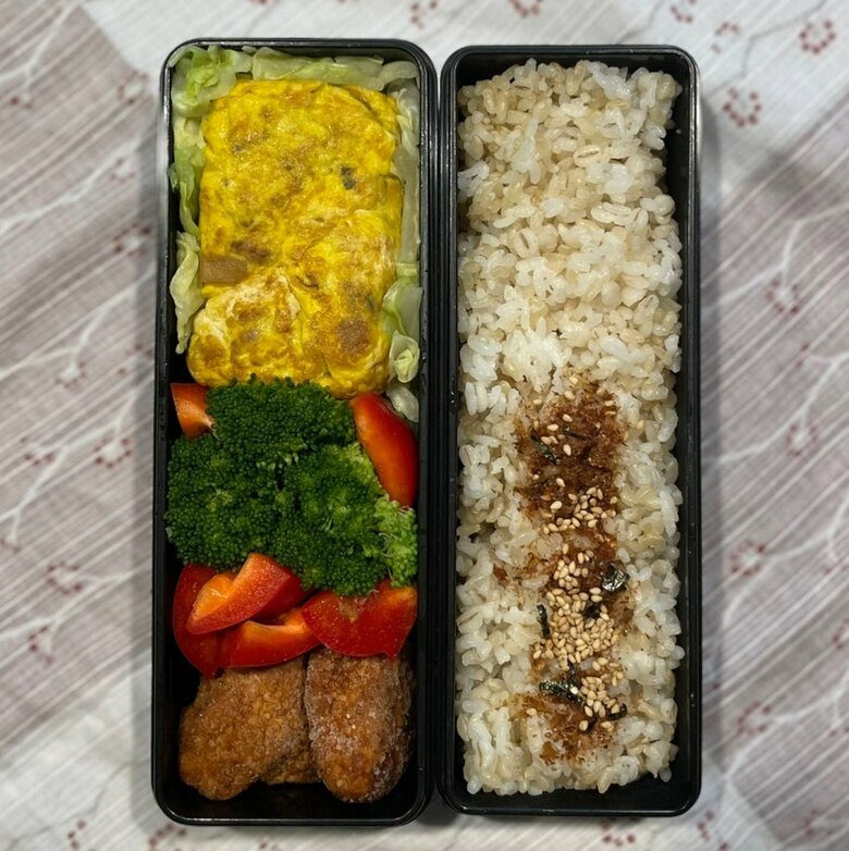 水野さんお手製のお弁当。「赤・黄・緑をいれておけばOK（笑）」