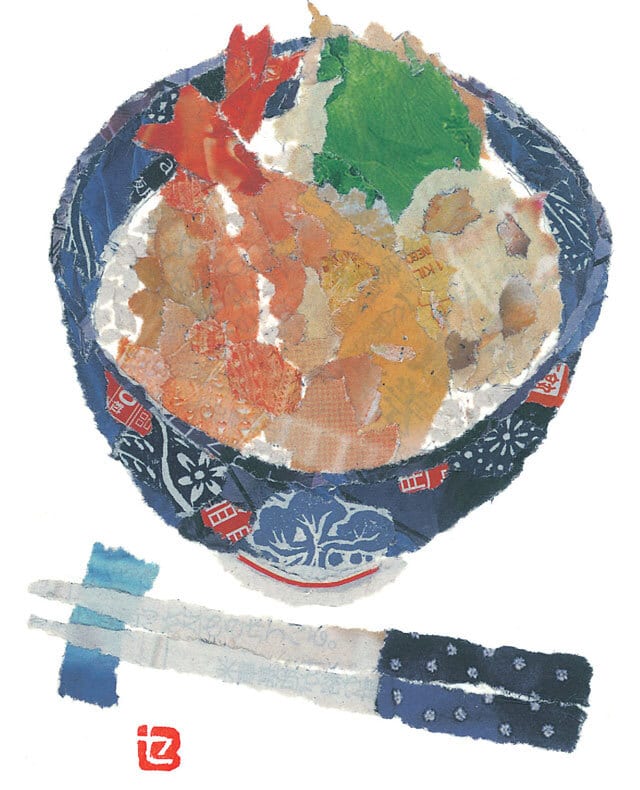 天丼のちぎり絵