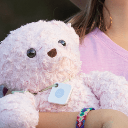 ▲公園や旅行など子どもがぬいぐるみを外に持ち出す際にTileを付けておくと安心。