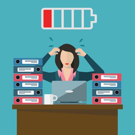 74952851 - overworked female employee low on energy vector concept