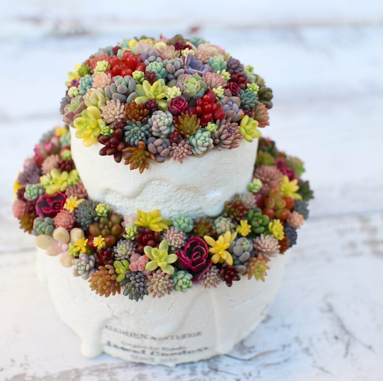 「おいしそう」をテーマに制作した手のひらサイズの2段ケーキ