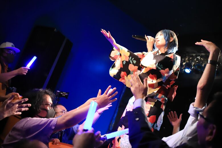 まりえ（42）浴衣で大盛り上がりした大阪でのライブステージの一コマ