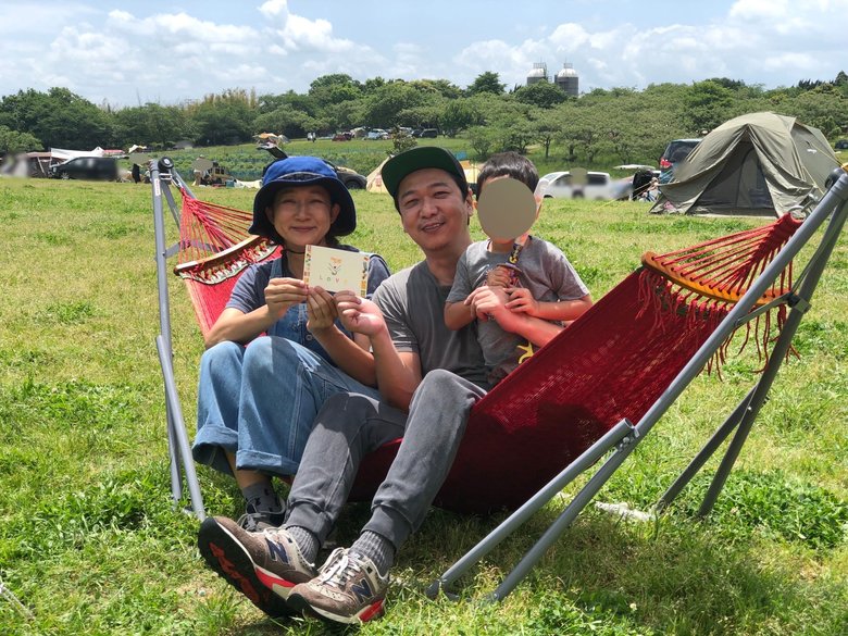 そっくり！と言われる夫の桝谷周一郎さん、お子さんとの3ショット