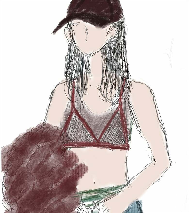 スタイリングを組む際に一度絵に描くという野波さんのデッサン