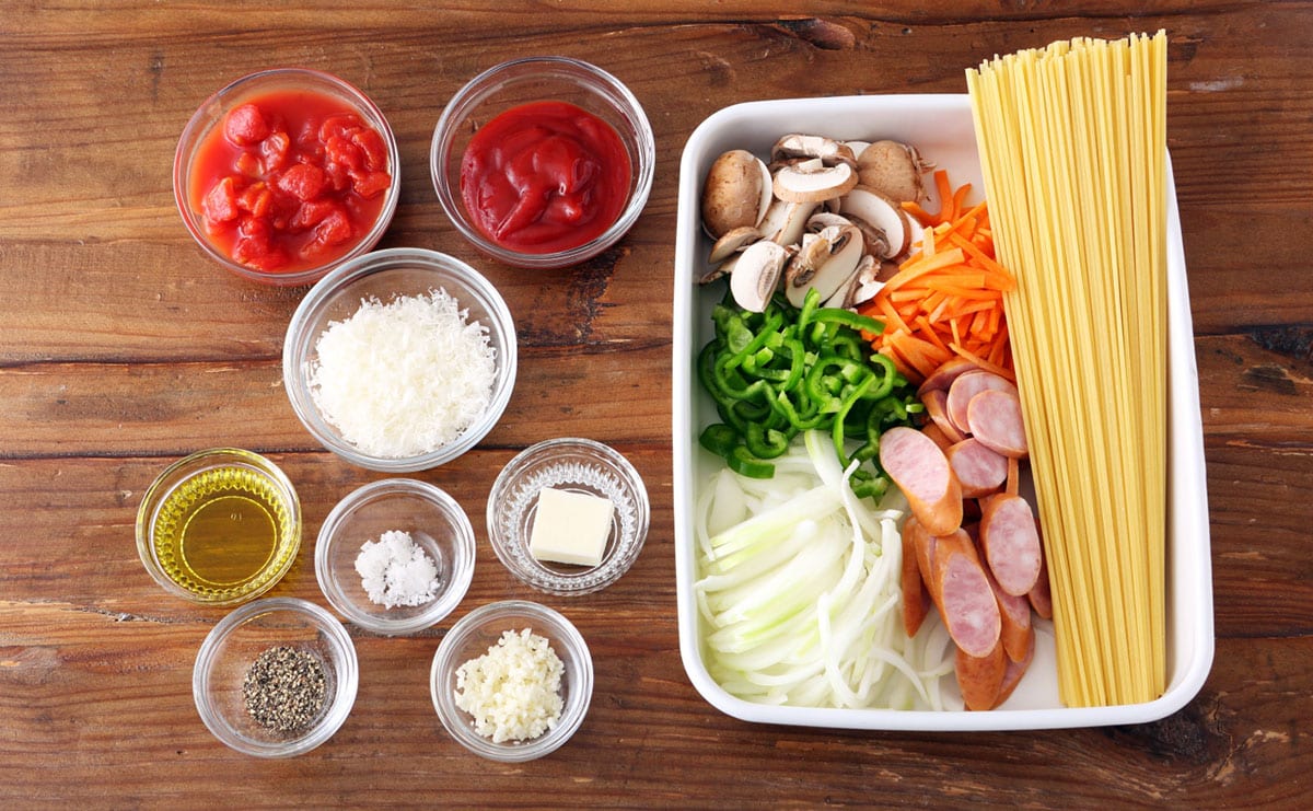 スパゲッティナポリタンの材料