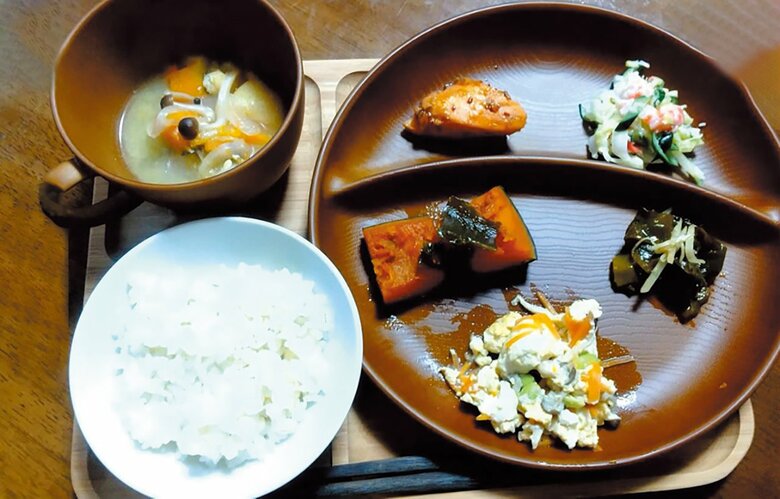 京丹後市のご長寿、田宮彌三郎さんのふだんの食事。発酵性食物繊維を日常的にバランスよくとっていた