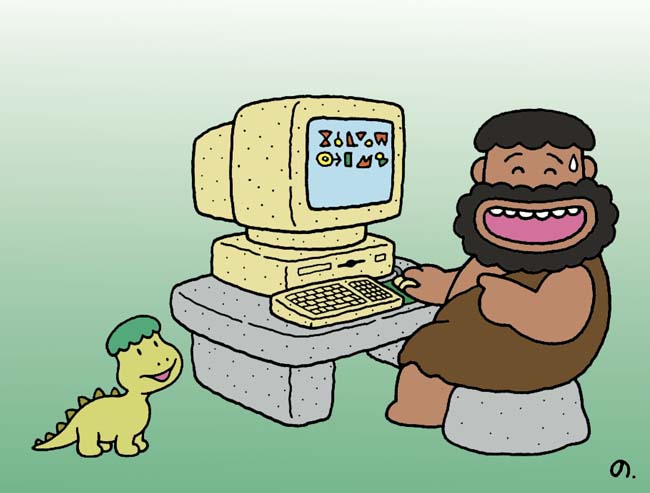 「#パソコン記念日」に寄せてXに投稿されたイラスト パソコン講習会翌日に高熱が出た30年前の思い出を回想した