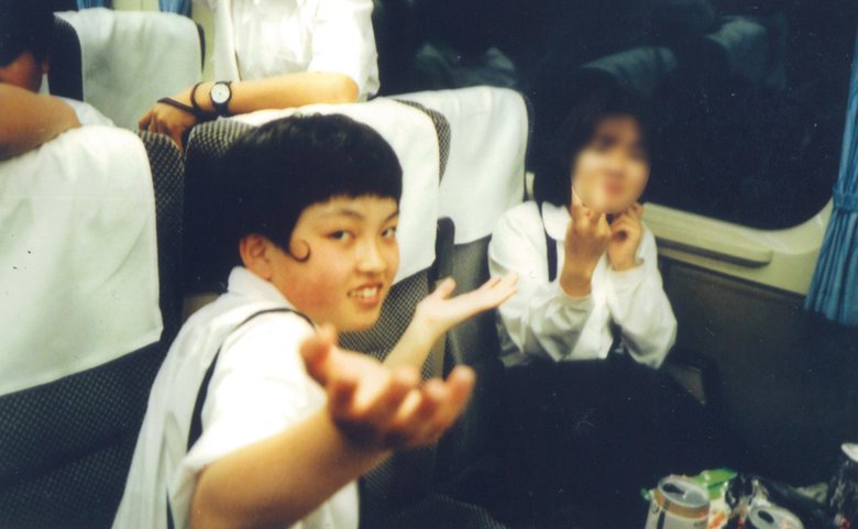 中学時代のまちゃまちゃさん。すでに髪型にこだわりが