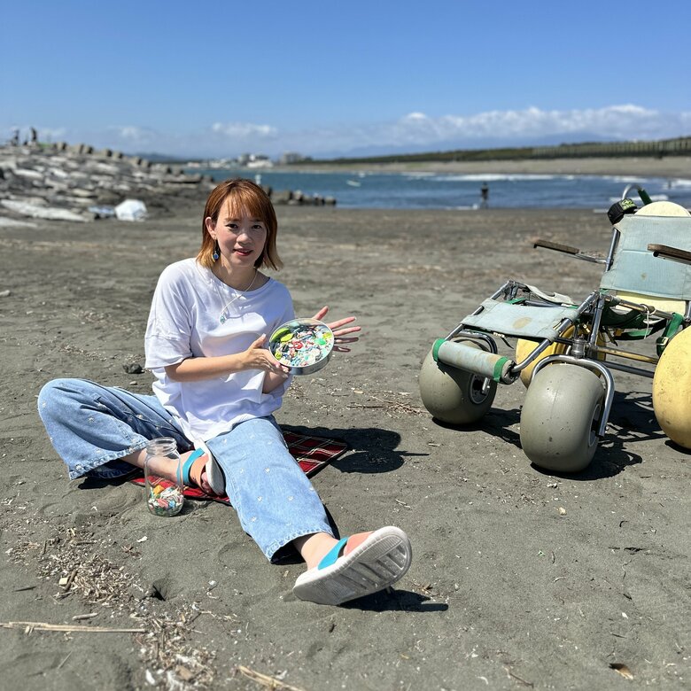 障害があっても社会貢献したいと、ビーチクリーン活動も行っている