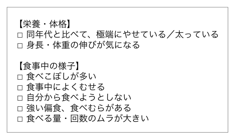 「噛む力が弱い子」チェックリスト2（日本歯科医学会 「小児の口腔機能発達評価マニュアル」を参考に作成）