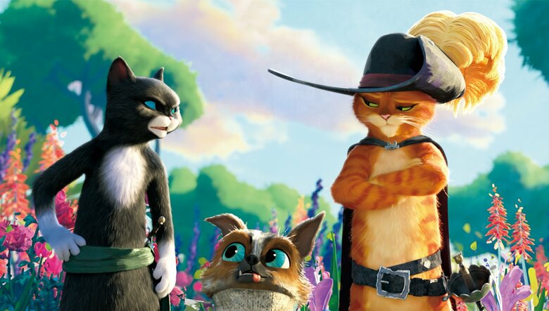 主人公プス（右）とキティ（左） (c) 2022 DREAMWORKS ANIMATION LLC.ALL RIGHTS RESERVED.