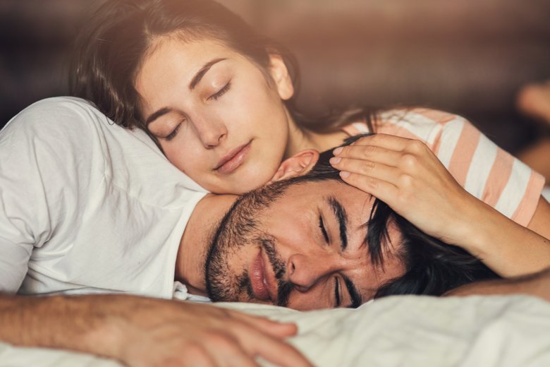 Young couple taking a nap