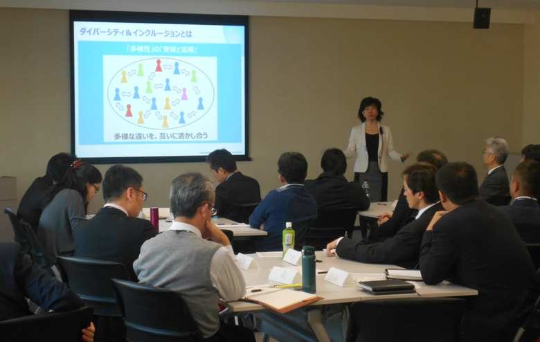 「ダイバーシティ＆インクルージョン啓発プロジェクト」での社外トレーニングの様子