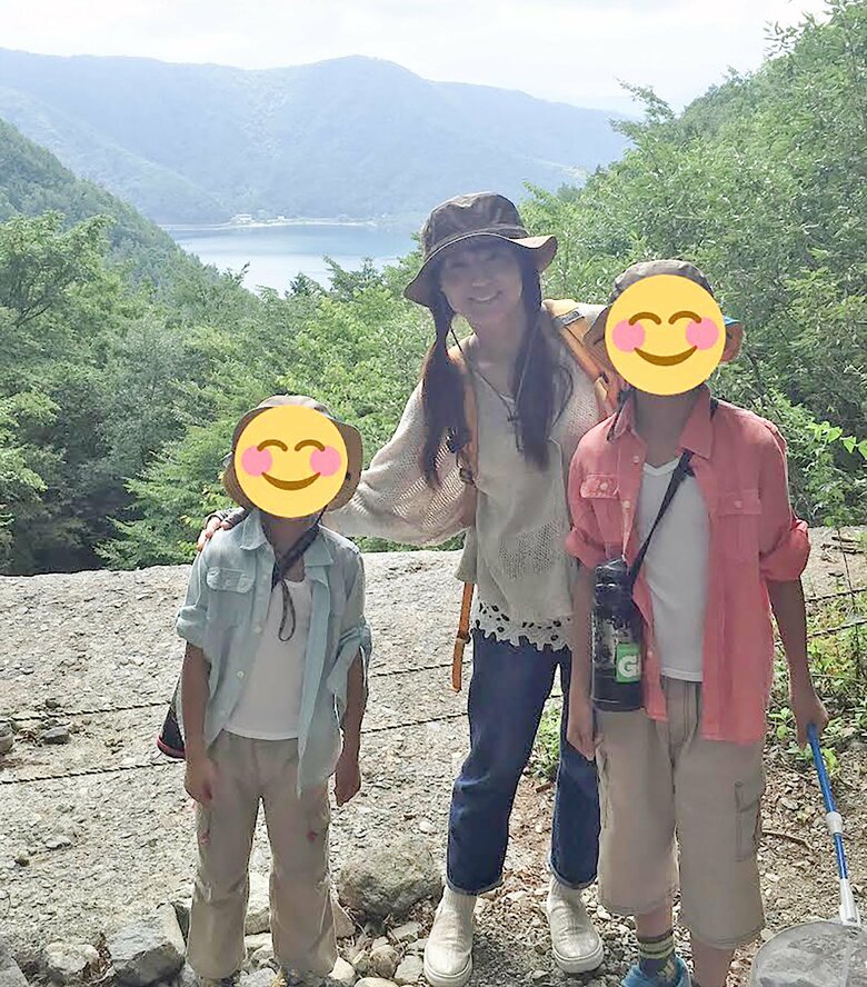 長男、次男と山梨に行った時のかかずさん