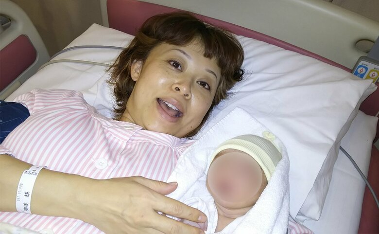 出産直後のなるみさん